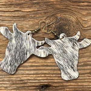 cowhide earrings, Hair on Cowhide Cow Head Earrings  longhorn bull, cow print